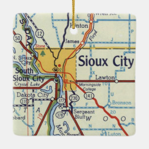 Sioux City Iowa Vintage Karte Keramikornament