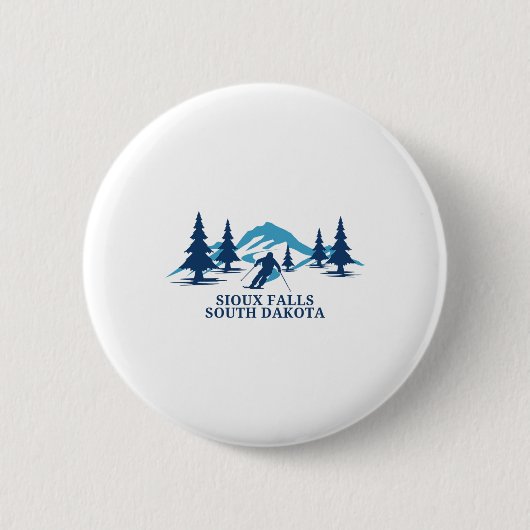 Sioux Falls South Dakota Ski Resort Skier Button (Vorderseite)