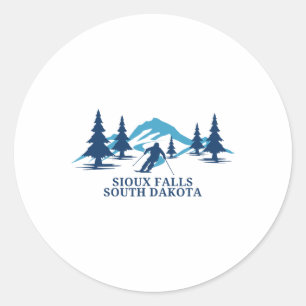 Sioux Falls South Dakota Ski Resort Skier Runder Aufkleber