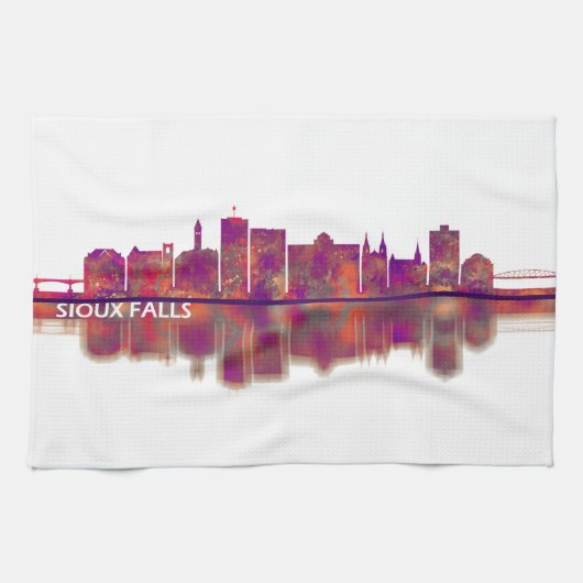 Sioux Falls South Dakota Skyline Geschirrtuch (Horizontal)