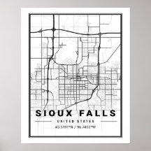 Sioux Falls South Dakota USA Travel City Map