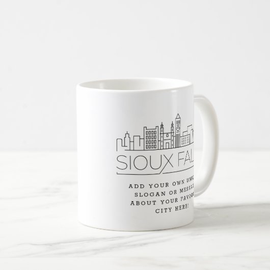 Sioux Falls Stylized Skyline | Benutzerdefinierter Kaffeetasse (VorderseiteRechts)