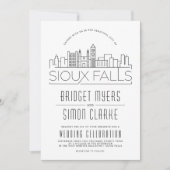 Sioux Falls Wedding | Stilisierte Skyline-Einladun Einladung (Vorderseite)