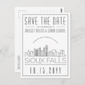 Sioux Falls Wedding Stylistic Skyline Save the Dat Postkarte (Vorne/Hinten)