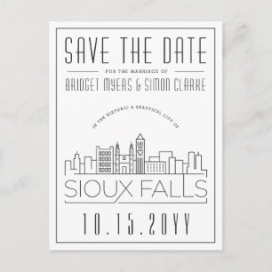 Sioux Falls Wedding Stylistic Skyline Save the Dat Postkarte
