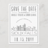 Sioux Falls Wedding Stylistic Skyline Save the Dat Postkarte (Vorderseite)