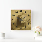 Sioux-Jäger mit Bogen durch T-Shirt-Pipi Quadratische Wanduhr (Zuhause)