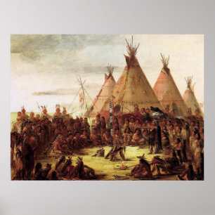 Sioux Kriegsrat George Catlin Circa 1850 Poster