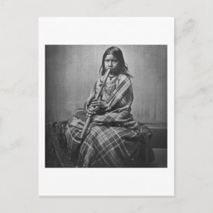 Sioux-Musikerin Mädchen Schwarz-Weiß Postkarte