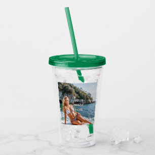 SIP! 🥤 Akryltumbler mit Strohdesign Acryltrinkbecher