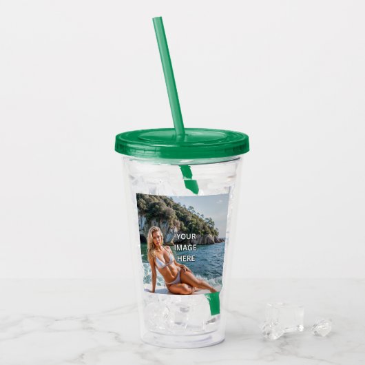 SIP! 🥤 Akryltumbler mit Strohdesign Acryltrinkbecher (Vorderseite Ice)
