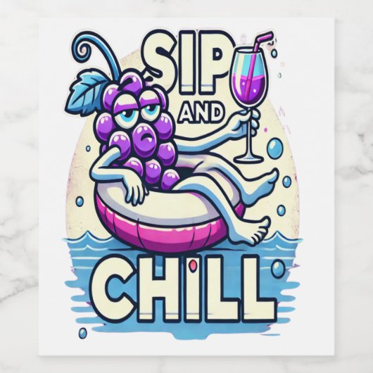 Sip and Chill Weinetikett (Einzelnes Label)