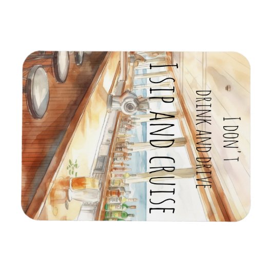 Sip and Cruise Beer Funny Door Marker Magnet (Horizontal)