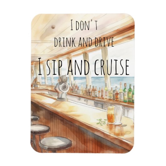 Sip and Cruise Beer Funny Door Marker Magnet (Vertikal)