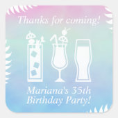 Sip and Dip Pool Gastgeschenk Quadratischer Aufkleber (Vorderseite)