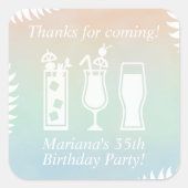 Sip and Dip Pool Gastgeschenk Quadratischer Aufkleber (Vorderseite)