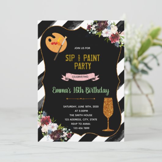 Sip and paint 16. einladung (Stehend Vorderseite)