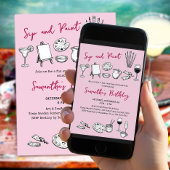 Sip and Paint Art and Wine Birthday Party Einladung