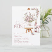 Sip-and-Paint-Brautparty Einladung (Stehend Vorderseite)