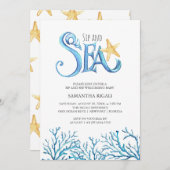 Sip and Sea Einladungen Thema Wasserfarben (Vorne/Hinten)