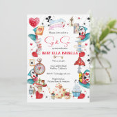 Sip and See Alice Tee Party Einladung (Stehend Vorderseite)