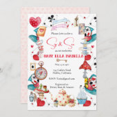 Sip and See Alice Tee Party Einladung (Vorne/Hinten)