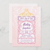 Sip and See Baby Bottle Girl Einladung (Vorne/Hinten)