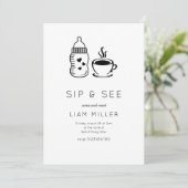 Sip and See Baby Dusche Minimalistische Babydusche Einladung (Stehend Vorderseite)