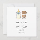 Sip and See Baby Dusche Minimalistische Babydusche Save The Date (Vorderseite)