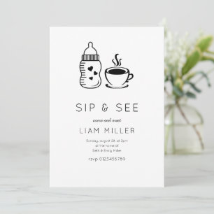 Sip and See Baby Shower Minimalistische Babyparty Einladung