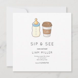 Sip and See Baby Shower Minimalistische Babyparty Save The Date