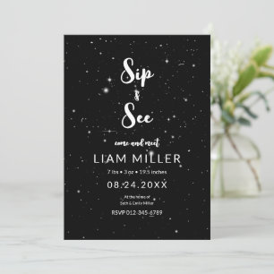 Sip and See Baby Shower, Sternennacht Minimalist  Einladung
