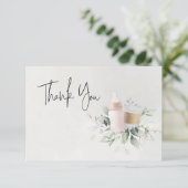 Sip and See Coffee Baby Dusche Danke Karte Pink (Stehend Vorderseite)