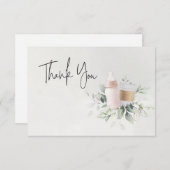 Sip and See Coffee Baby Dusche Danke Karte Pink (Vorne/Hinten)