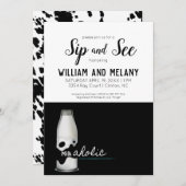 Sip and See: Eine "Milkaholic" Babydusche Einladung (Vorne/Hinten)