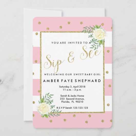 Sip and See lade, new baby, Welcome Party Einladung (Vorderseite)