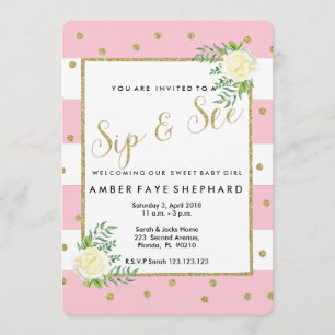 Sip and See lade, new baby, Welcome Party Einladung