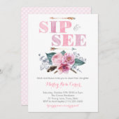 Sip and See Meet New Baby Girl Party Einladung (Vorne/Hinten)
