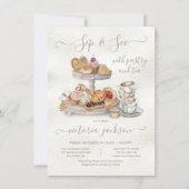 Sip and See mit Konditorei Tea Babydusche Einladung (Vorderseite)