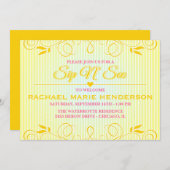 Sip and See Modern Yellow Geblüht Streifen laden Einladung (Vorne/Hinten)