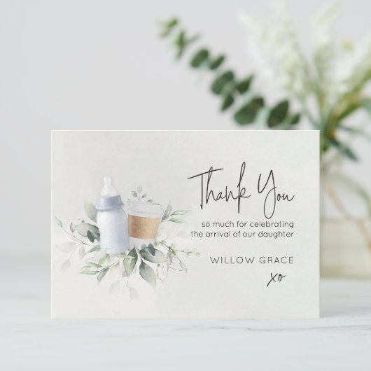 Sip and see new Baby Customizable Dankeschön Card Dankeskarte (Stehend Vorderseite)