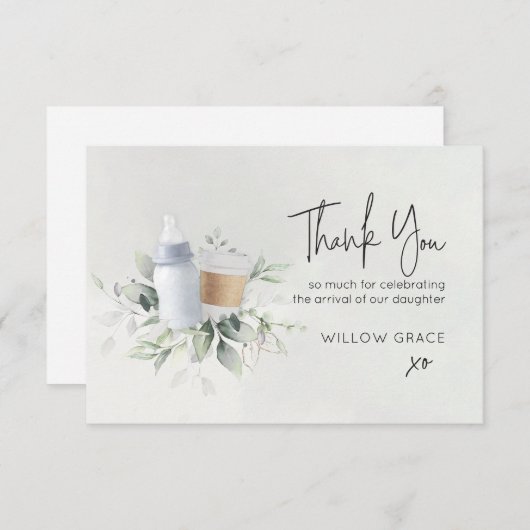 Sip and see new Baby Customizable Dankeschön Card Dankeskarte (Vorne/Hinten)