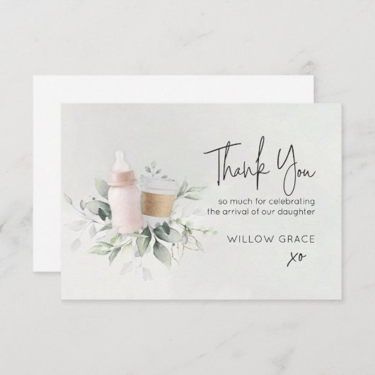 Sip and see new Baby Customizable Dankeschön Card Dankeskarte (Vorne/Hinten)