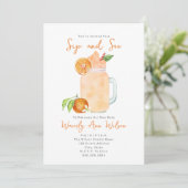 Sip and See Orange Smoothie New Baby Einladung (Stehend Vorderseite)