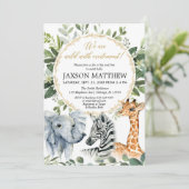 Sip and See Safari Babydusche, Begrüßungsbaby Einladung (Stehend Vorderseite)