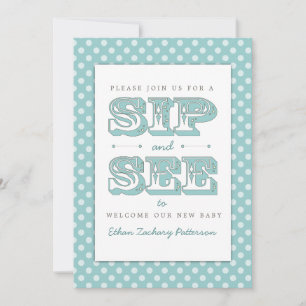 Sip and see Sweet Baby Boy in Aquamariner Einladun Einladung