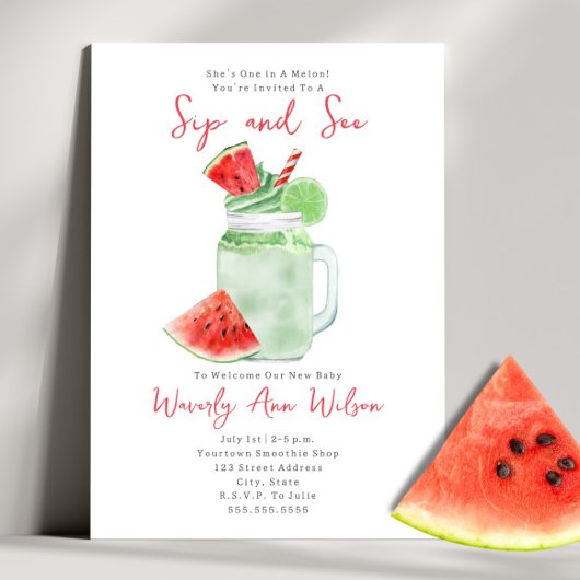 Sip and See Watermelon Smoothie Einladung