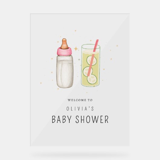 Sip and See, Welcome Baby Girl, New Baby Party Acrylschild (Vorderseite)