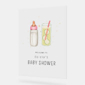 Sip and See, Welcome Baby Girl, New Baby Party Acrylschild (Winkel)