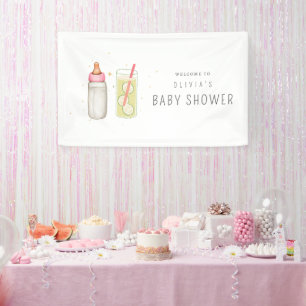 Sip and See, Welcome Baby Girl, New Baby Party Banner